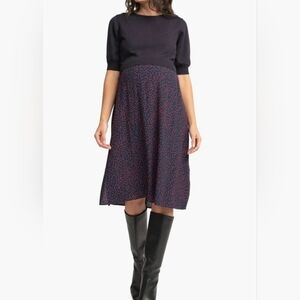 Seraphine Maternity & Nursing Midi Dress | Navy Red Polka Dot | Size US 14 | NWT